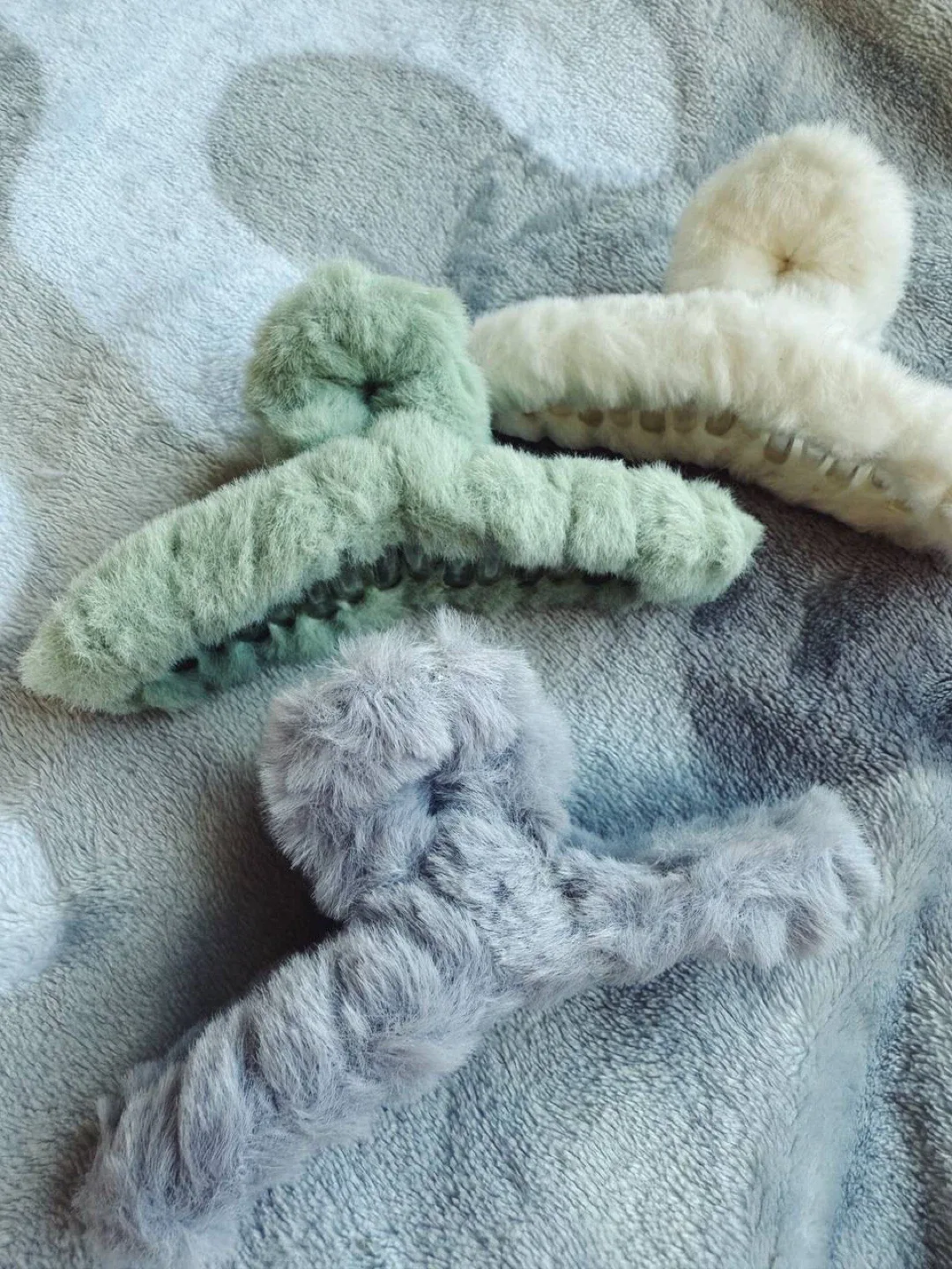 Fluffy Fur Hair Claw Clips - Set of 3