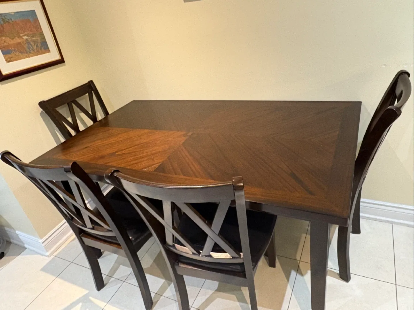 Dark Wood Dining Table with 4 Chairs image indicator(2)