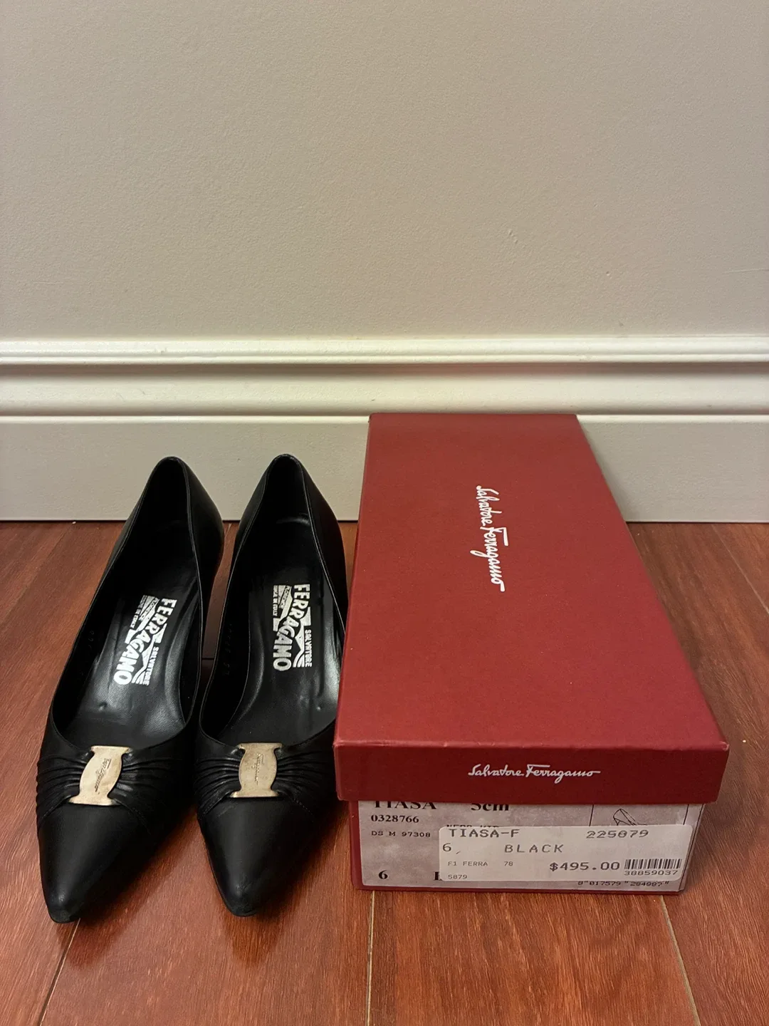 Salvatore Ferragamo Tiasa Black Heels - Size 6 image indicator(3)