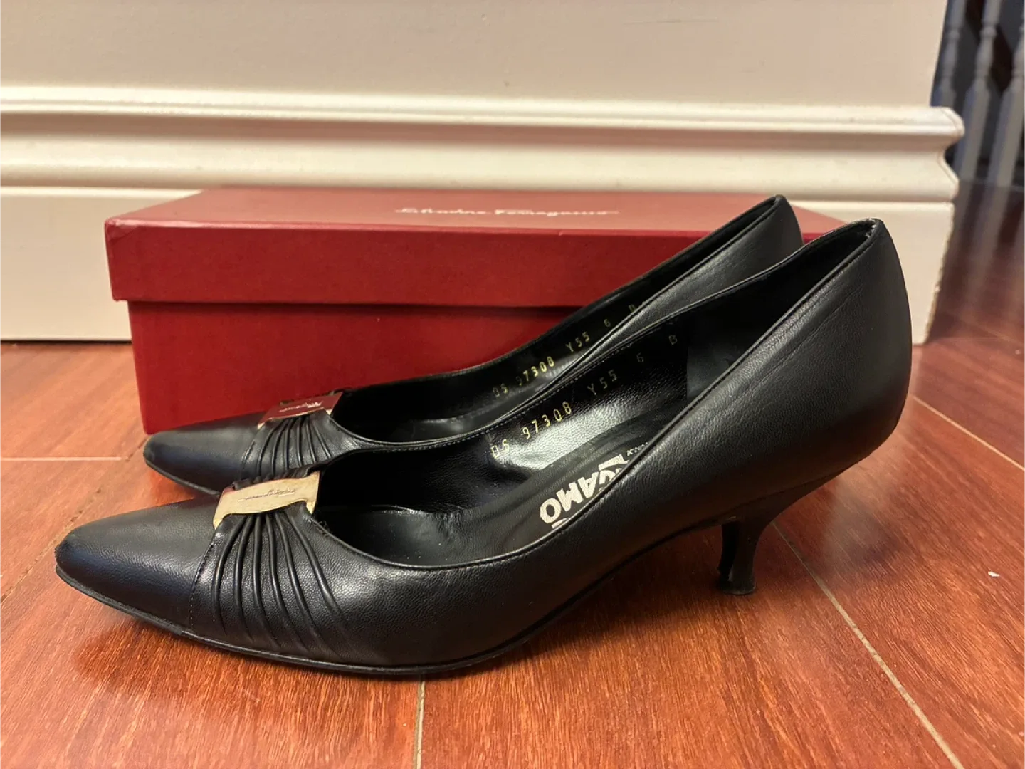 Salvatore Ferragamo Tiasa Black Heels - Size 6 image indicator(4)
