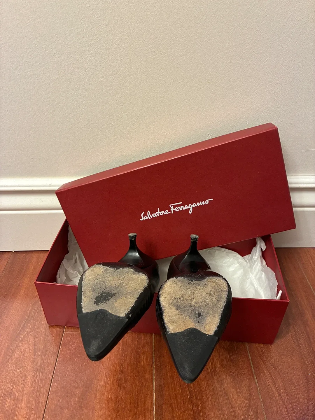 Salvatore Ferragamo Tiasa Black Heels - Size 6 image indicator(7)