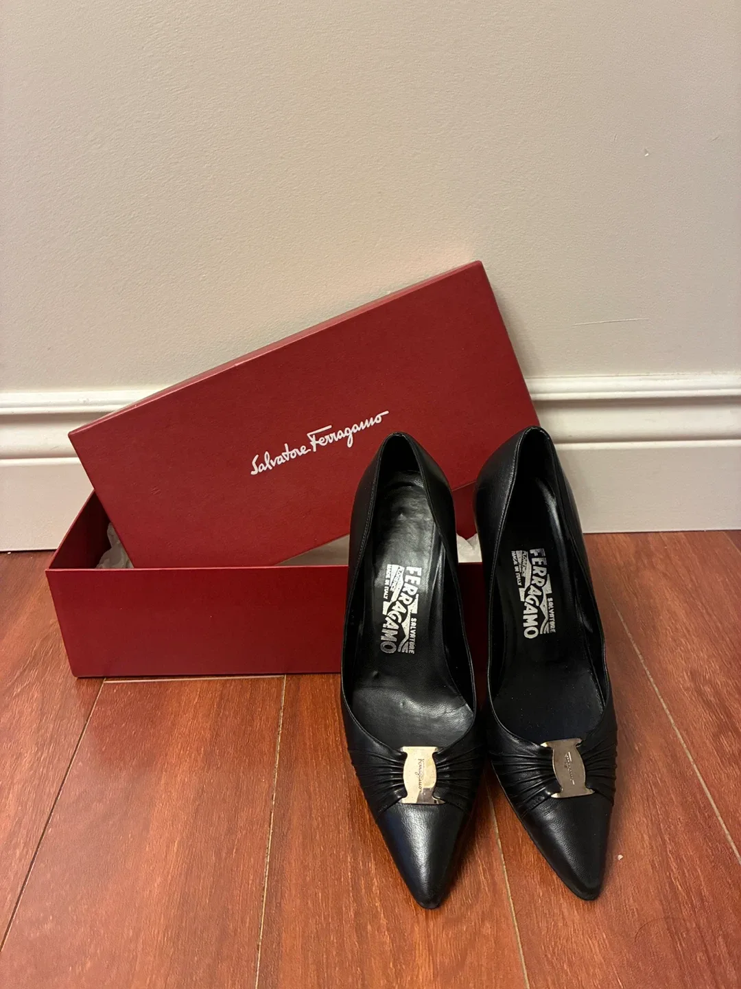 Salvatore Ferragamo Tiasa Black Heels - Size 6 image indicator(8)