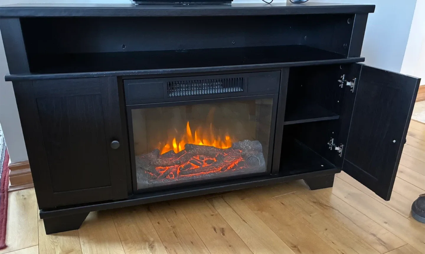 Black Fireplace TV Stand