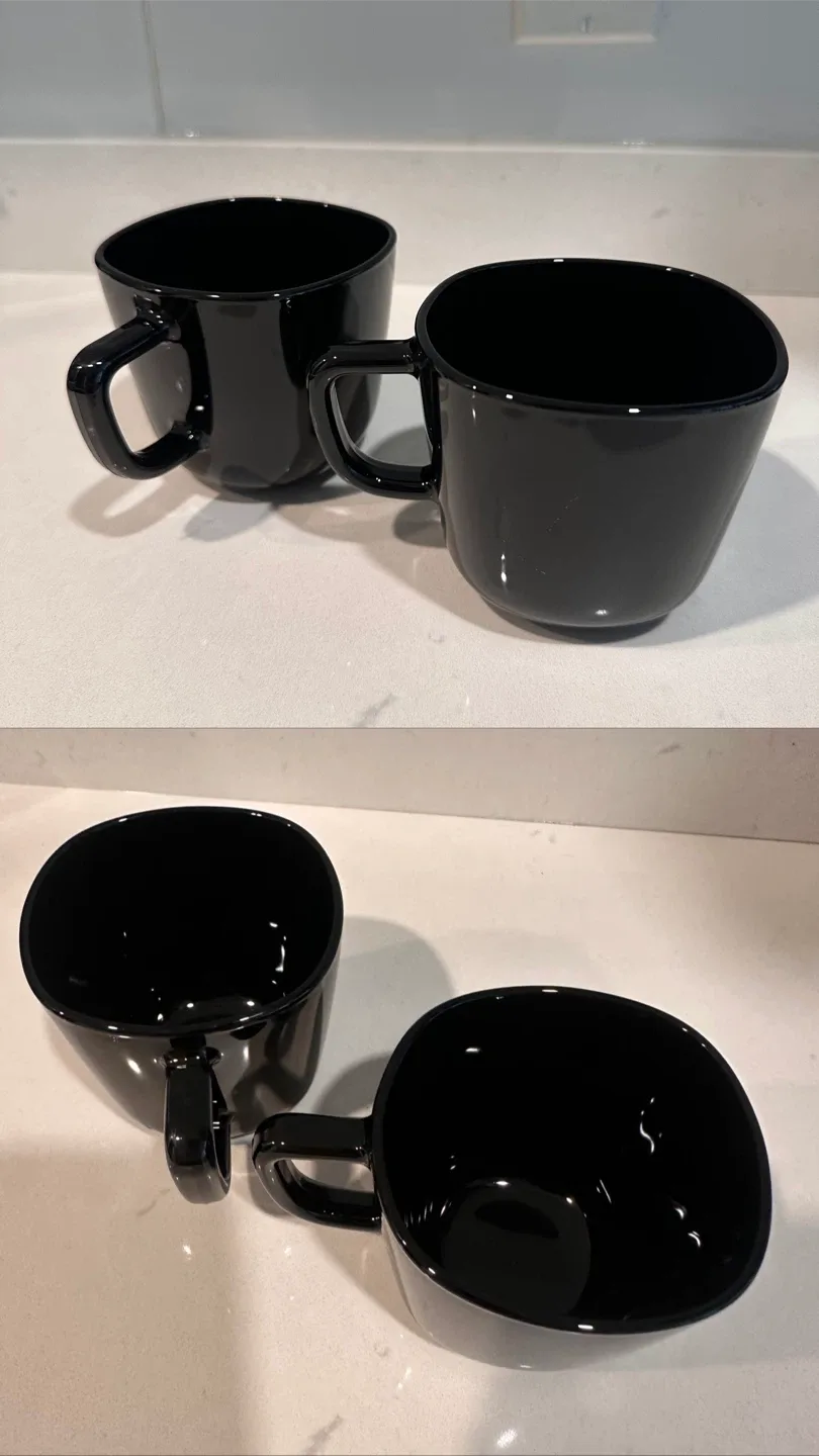 6 Glass Tumblers & 2 Black Mugs image indicator(3)