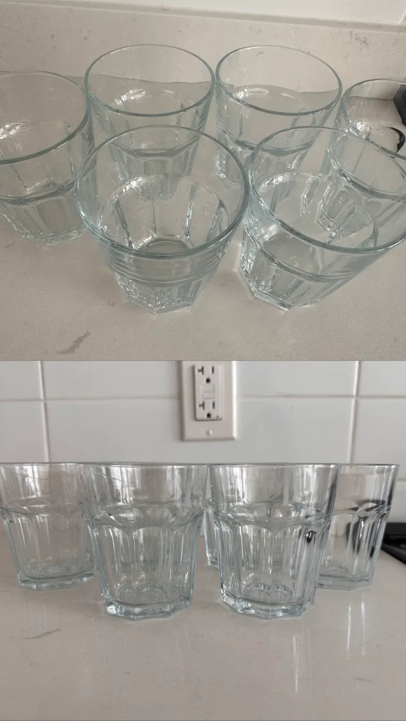 6 Glass Tumblers & 2 Black Mugs image indicator(2)