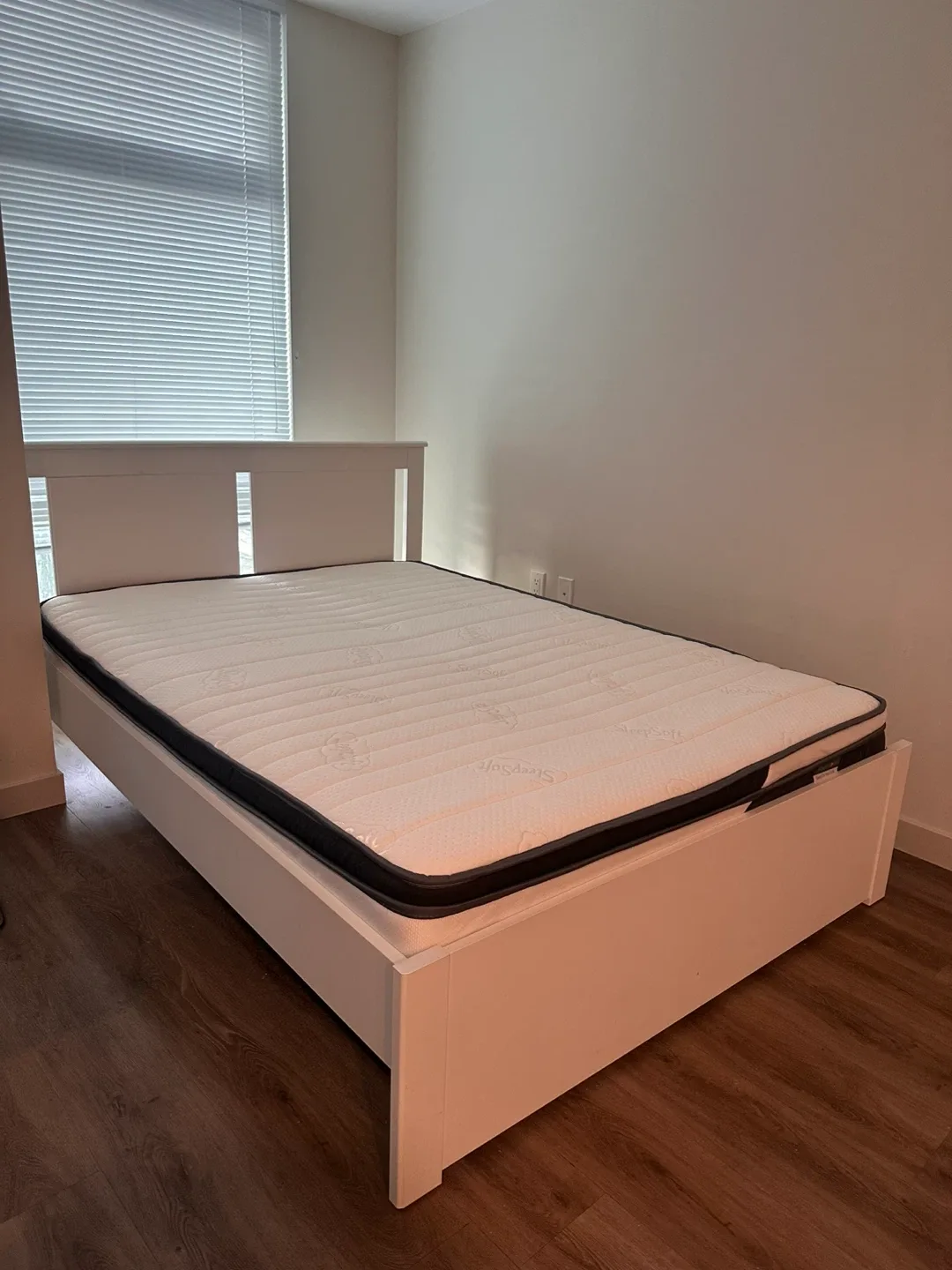 Full/double bed frame + mattress + Slatted bed base