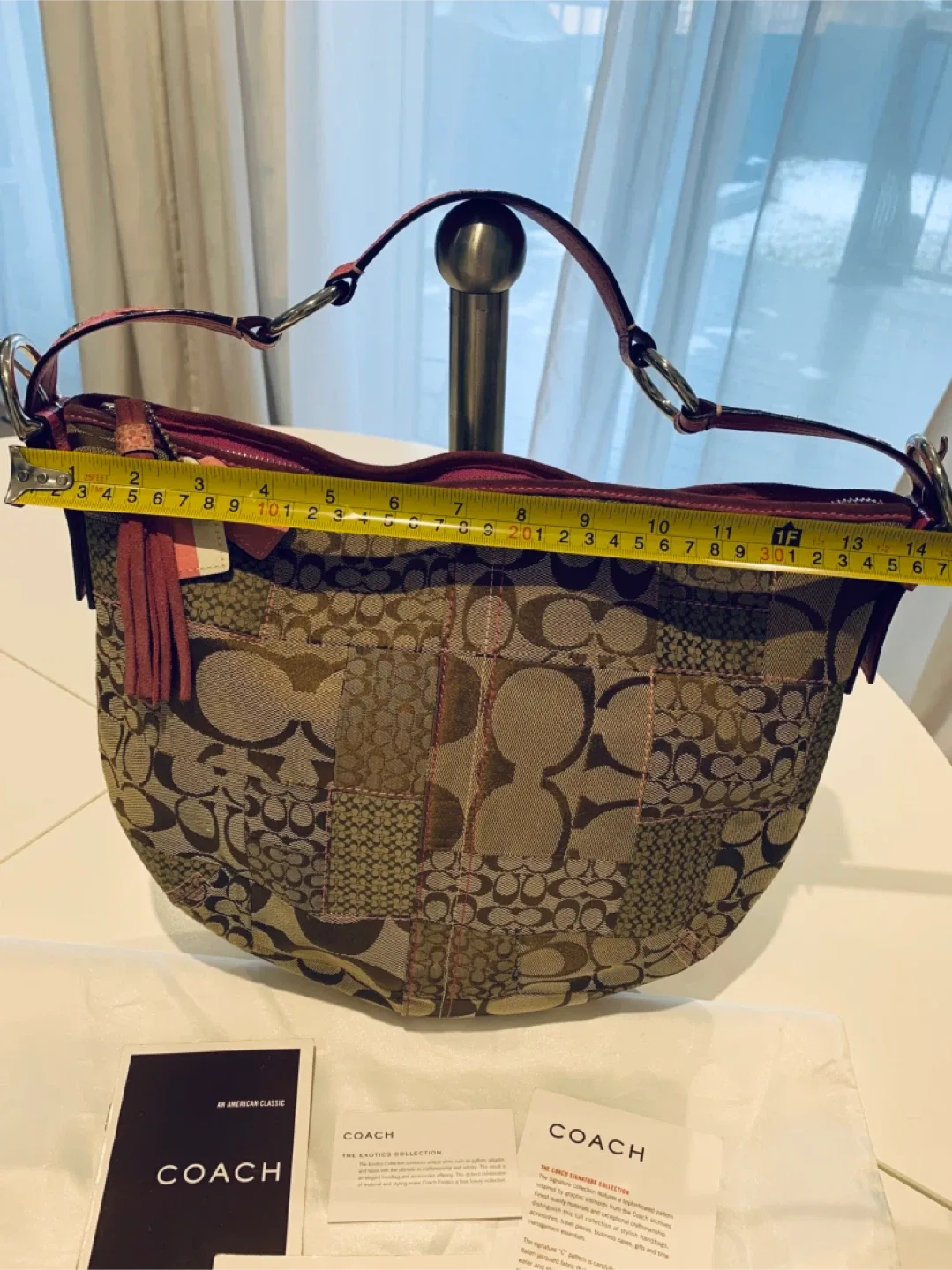 🩷🎀 Coach Signature Patchwork  Hobo Bag - Brown/Pink 🎀🩷 image indicator(6)