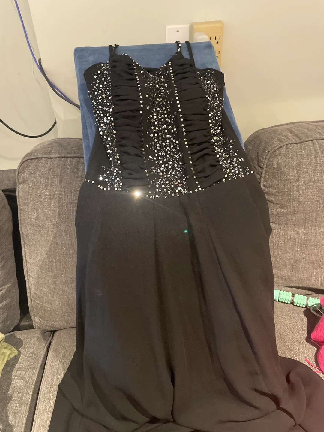 Black Dress with Rhinestone Detail image indicator(2)