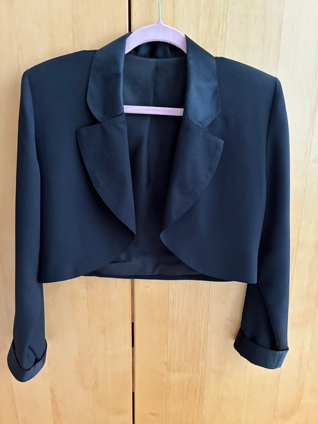 Black Cropped Bolero Blazer - Size 7/8