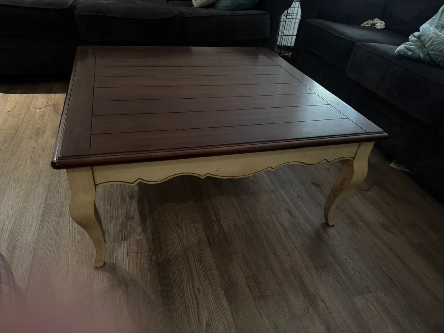 Wooden Coffee Table - Brown & Cream