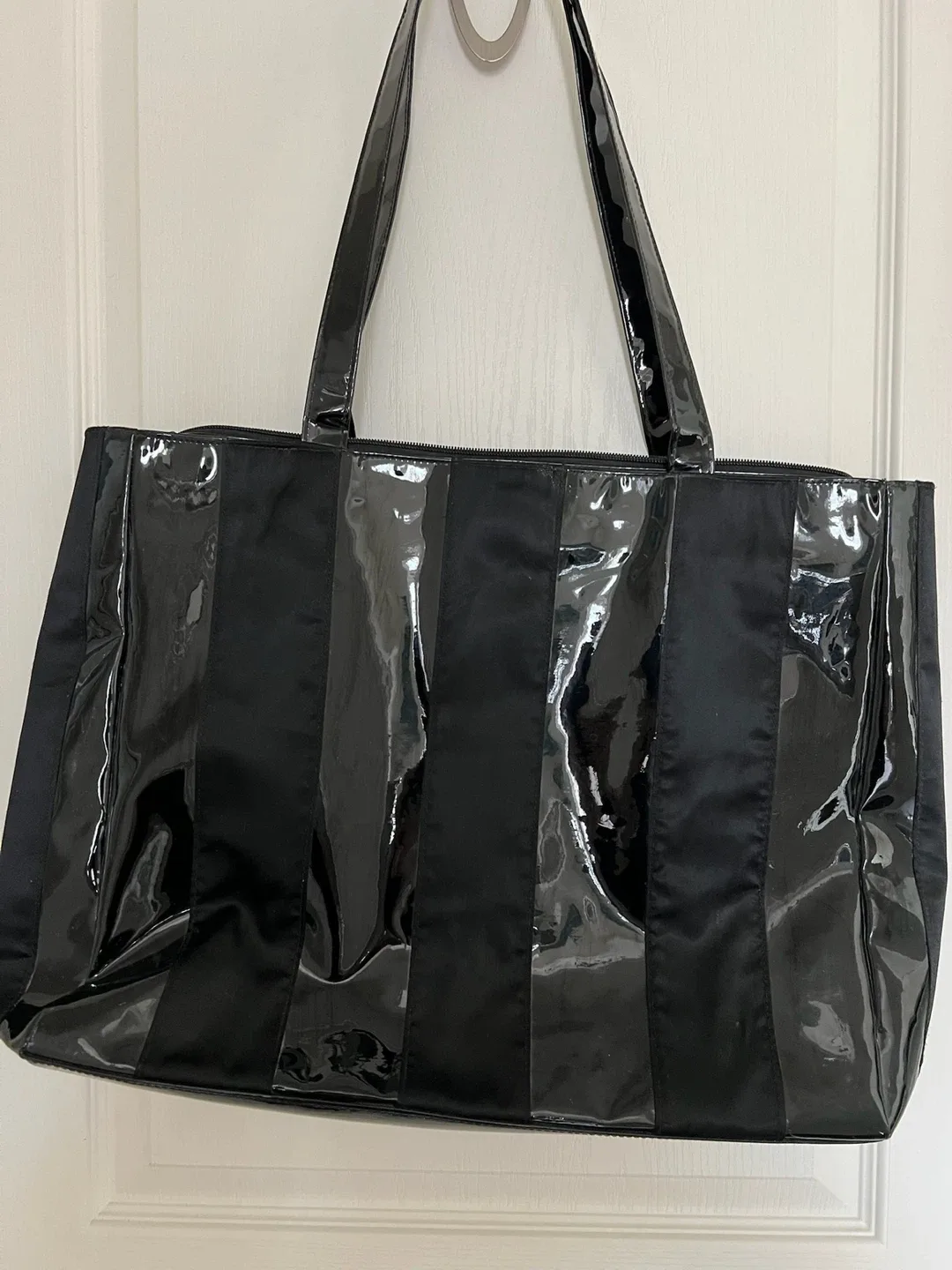 Black Patent Tote Bag