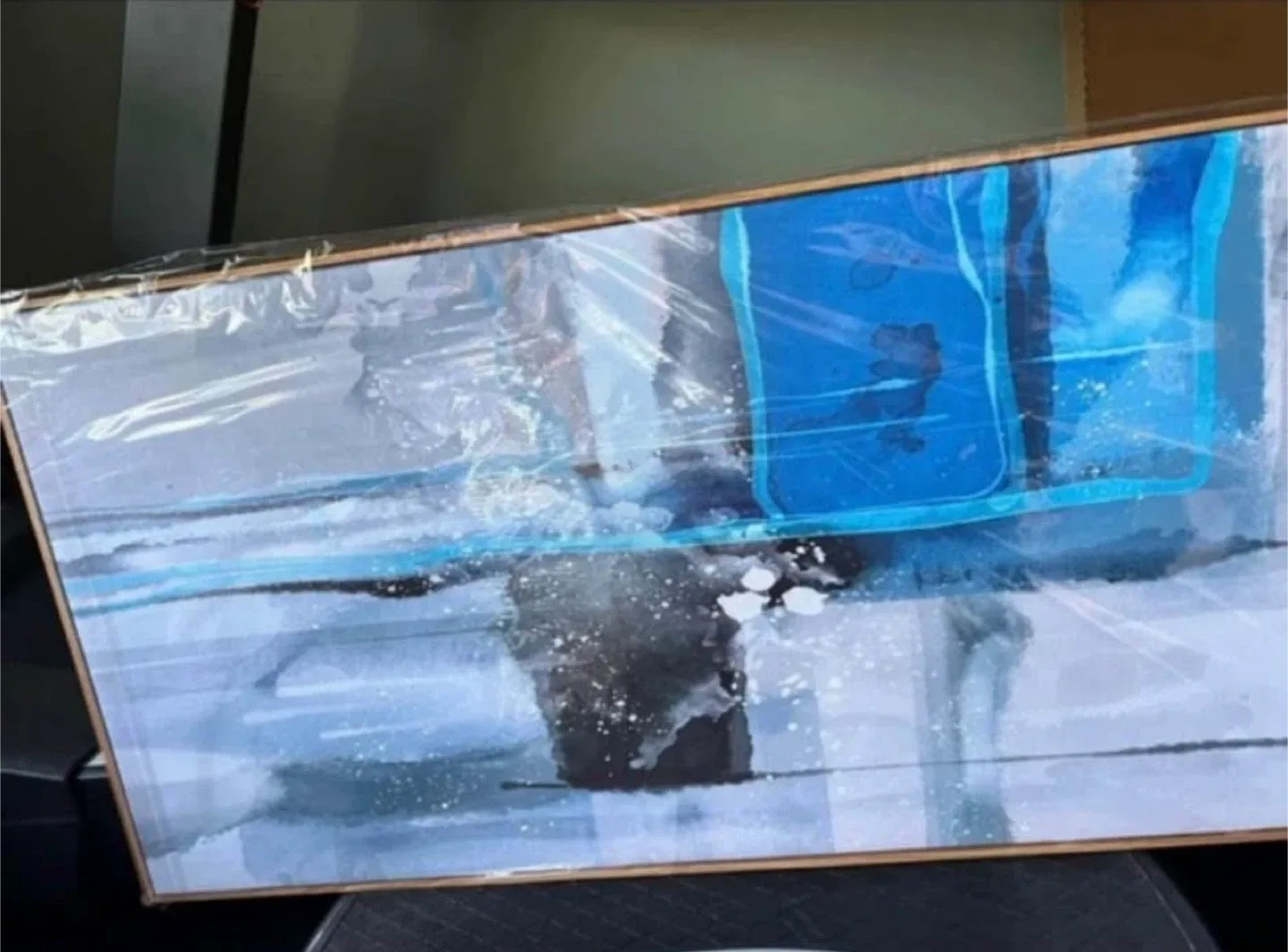 20” x 40” Blue & White Abstract HD Canvas Wall Art