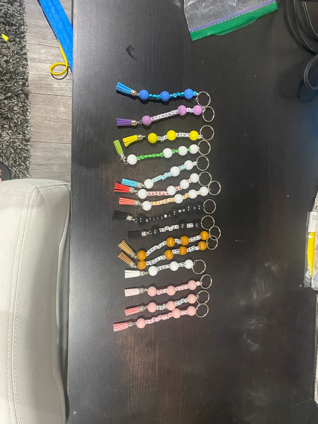 Handmade Beaded Keychain with Tassel image indicator(3)