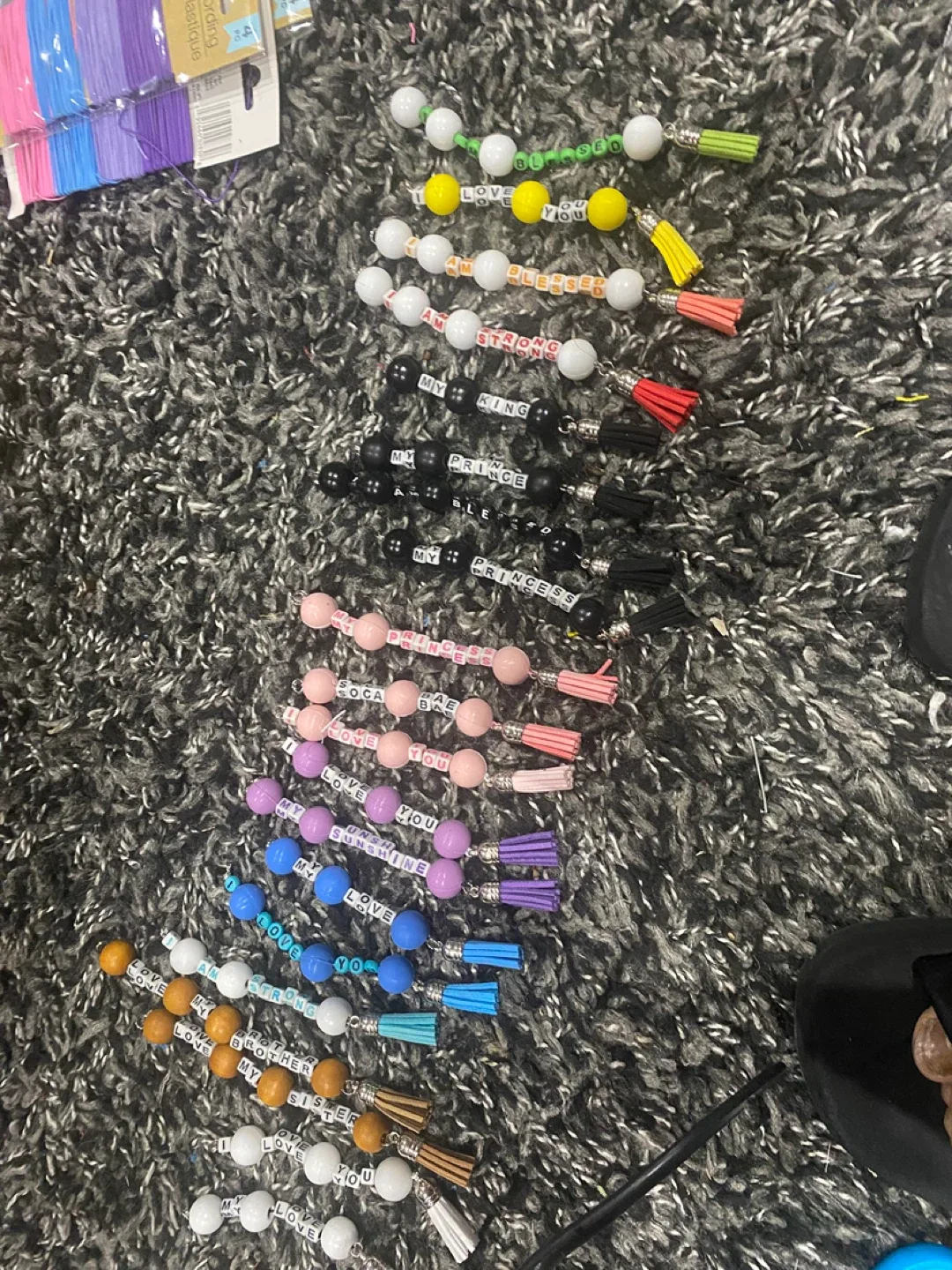 Handmade Beaded Keychain with Tassel image indicator(4)