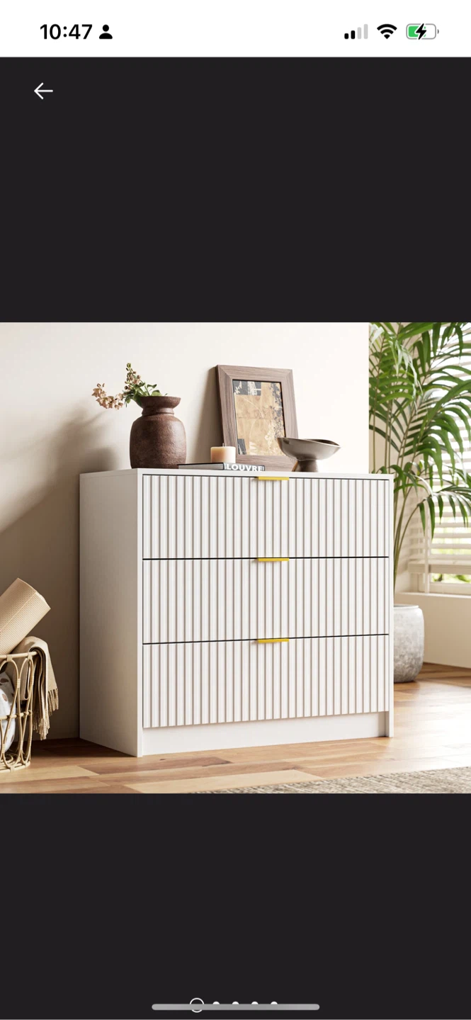 New White 3-Drawer Dresser Nightstand (31.5") - photo 2