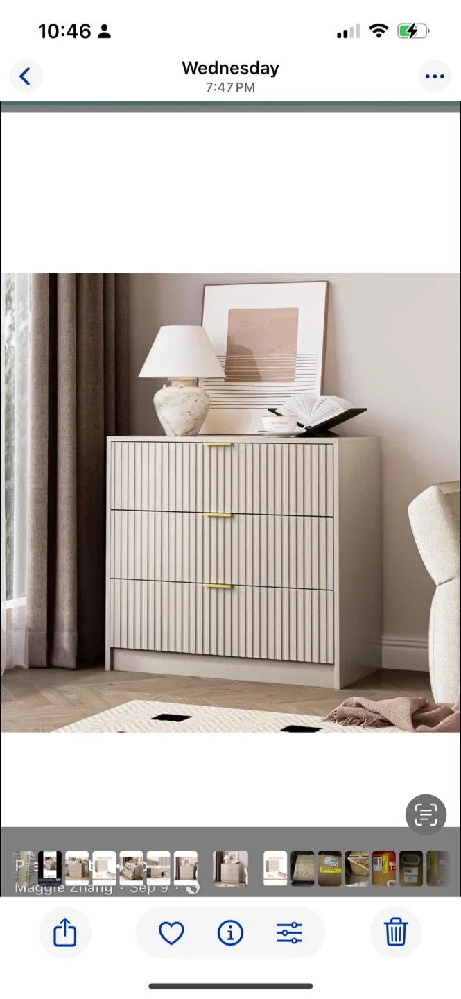 New White 3-Drawer Dresser Nightstand (31.5")