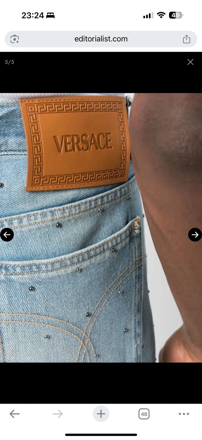 Versace Jeans Men Blue Jeans with Studded Detail. Size 36 Men