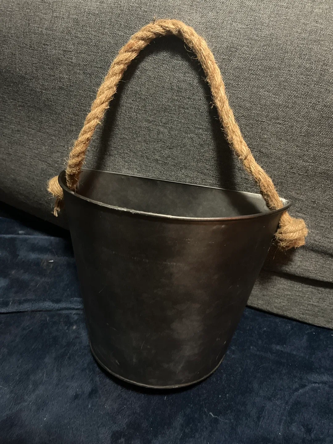 #cleanout-Metal Bucket with Rope Handle