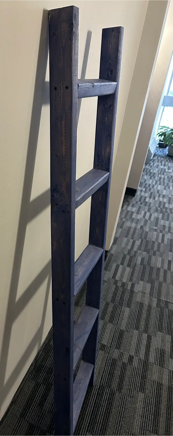 5 FT Sold Wood Blue Decorative Ladder image indicator(2)