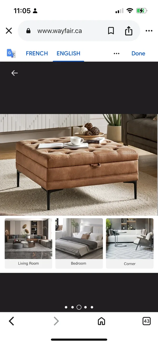 New Wayfair Brinna Faux Leather Ottoman image indicator(5)