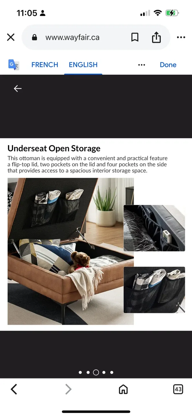 New Wayfair Brinna Faux Leather Ottoman image indicator(7)