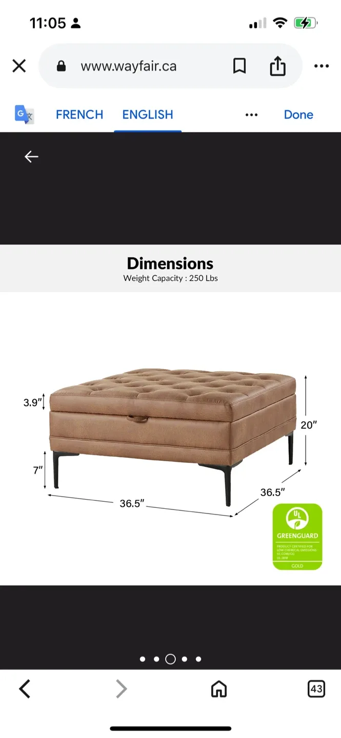 New Wayfair Brinna Faux Leather Ottoman image indicator(3)