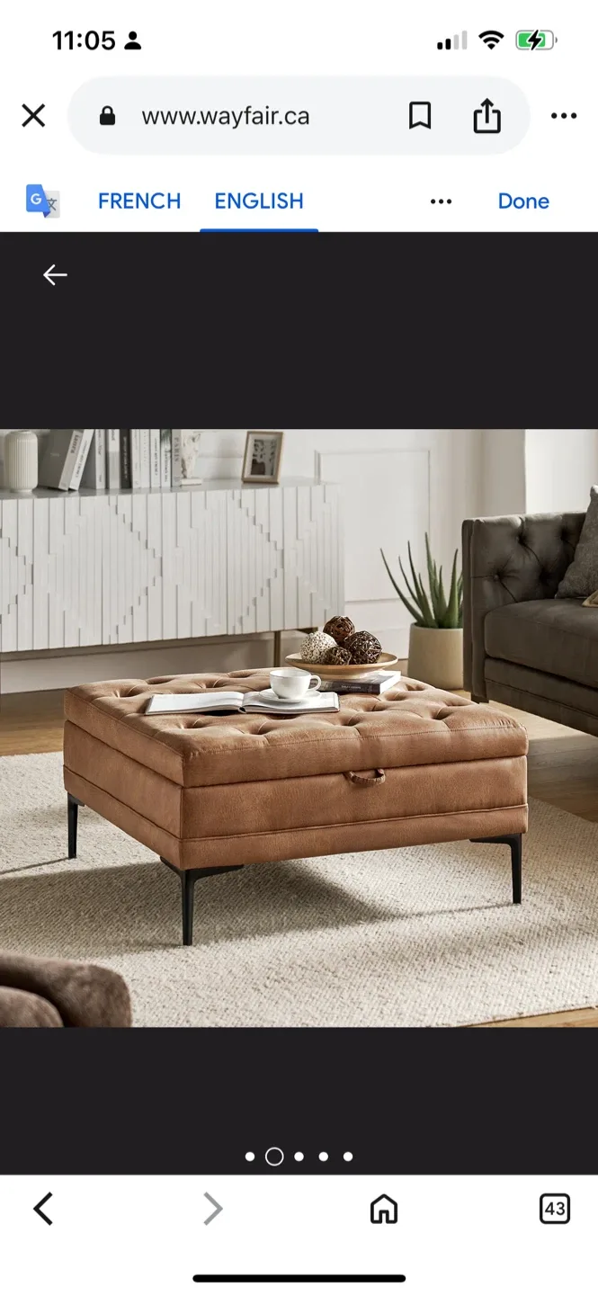 New Wayfair Brinna Faux Leather Ottoman image indicator(2)