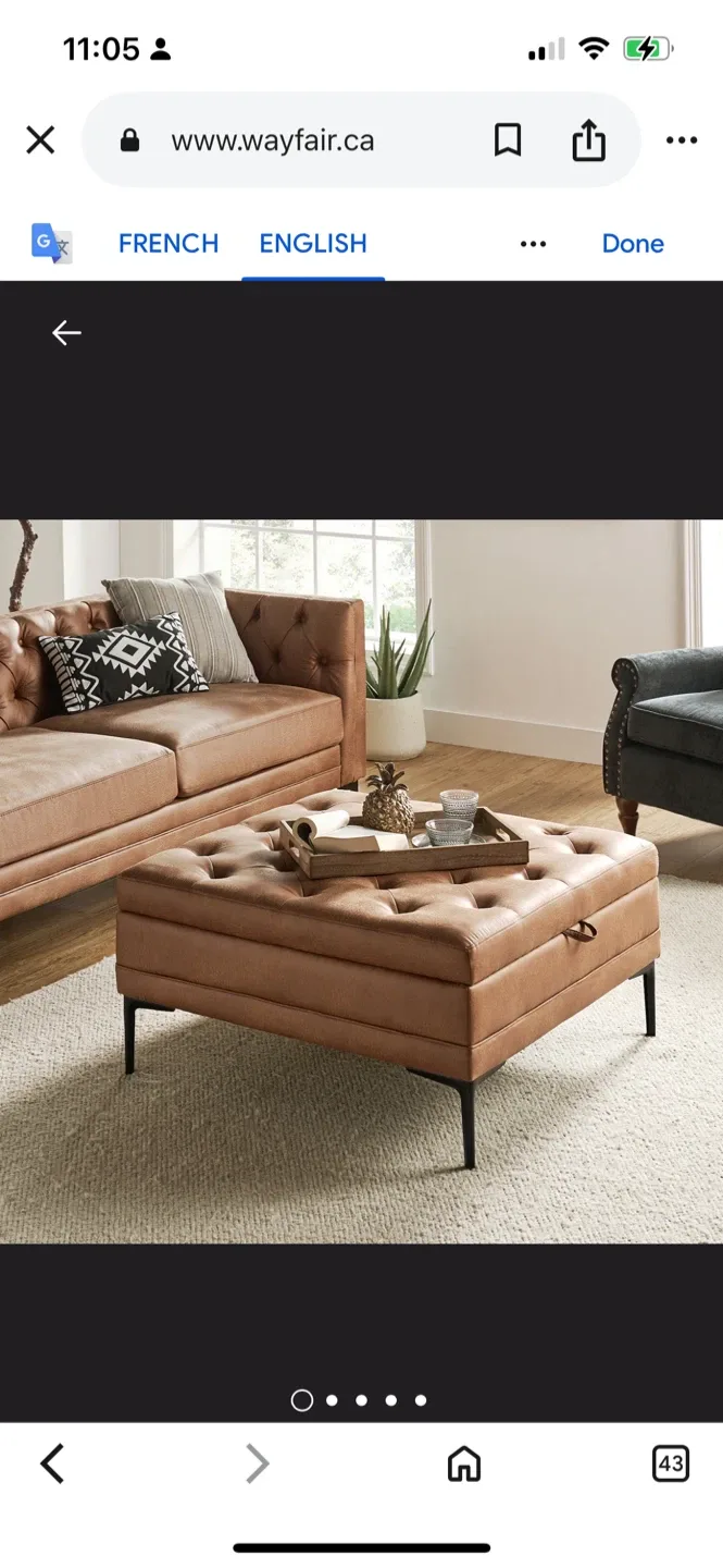 New Wayfair Brinna Faux Leather Ottoman