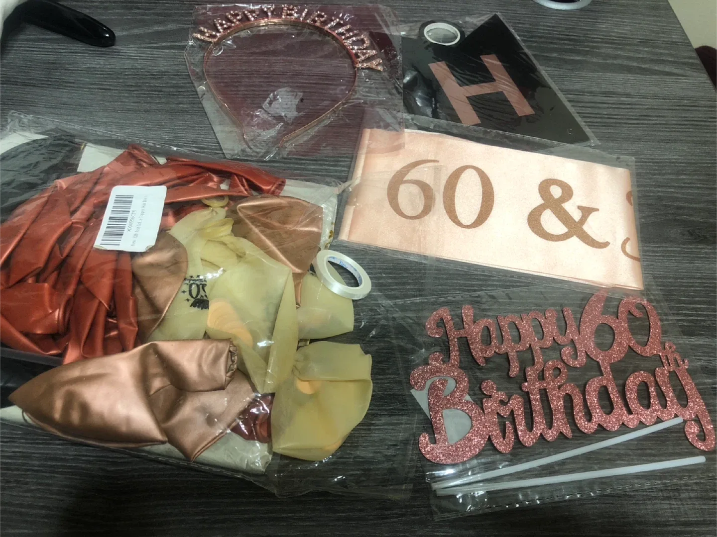 New 60th Rose Gold Birthday Party Decoration Set
