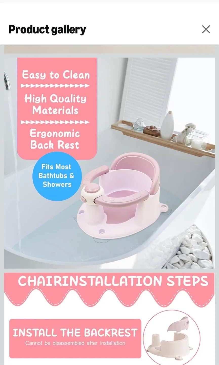 Baby Bath Chair - Infant Toddler Bathtub Seat (Pink) image indicator(3)