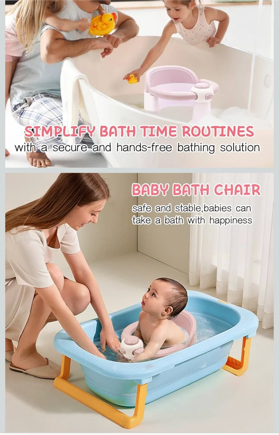 Baby Bath Chair - Infant Toddler Bathtub Seat (Pink) image indicator(4)