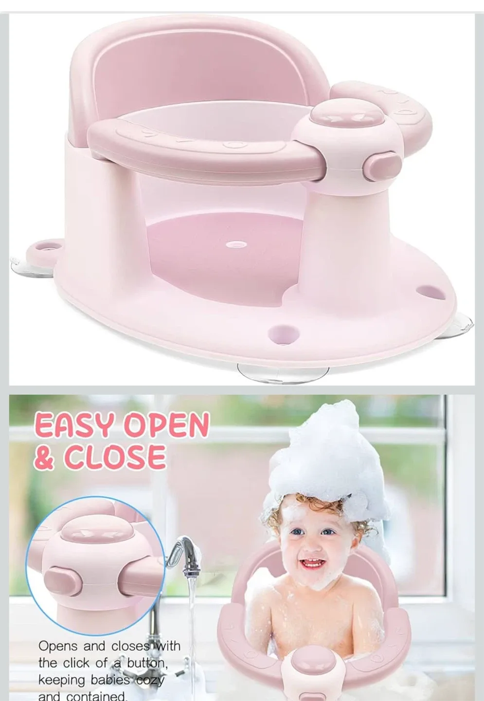 Baby Bath Chair - Infant Toddler Bathtub Seat (Pink) image indicator(2)