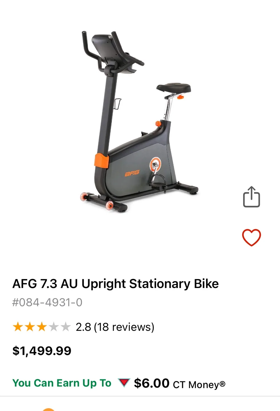 AFG 7.3 AU Upright Stationary Bike