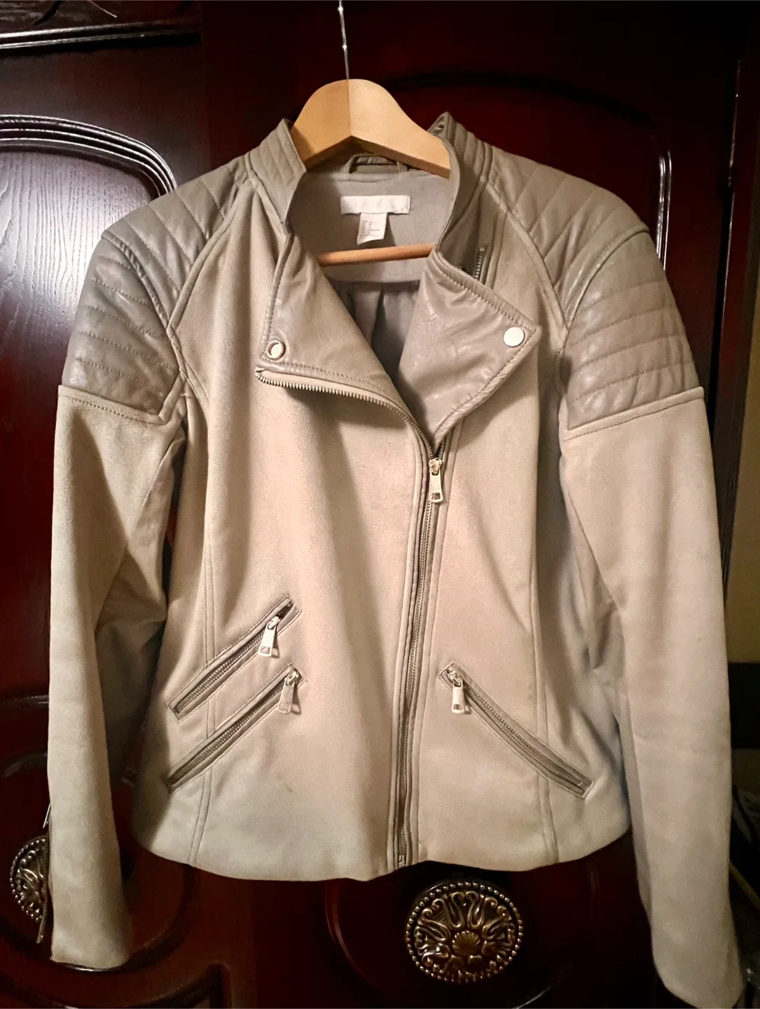 H&M Faux Suede Biker Jacket - Size 12