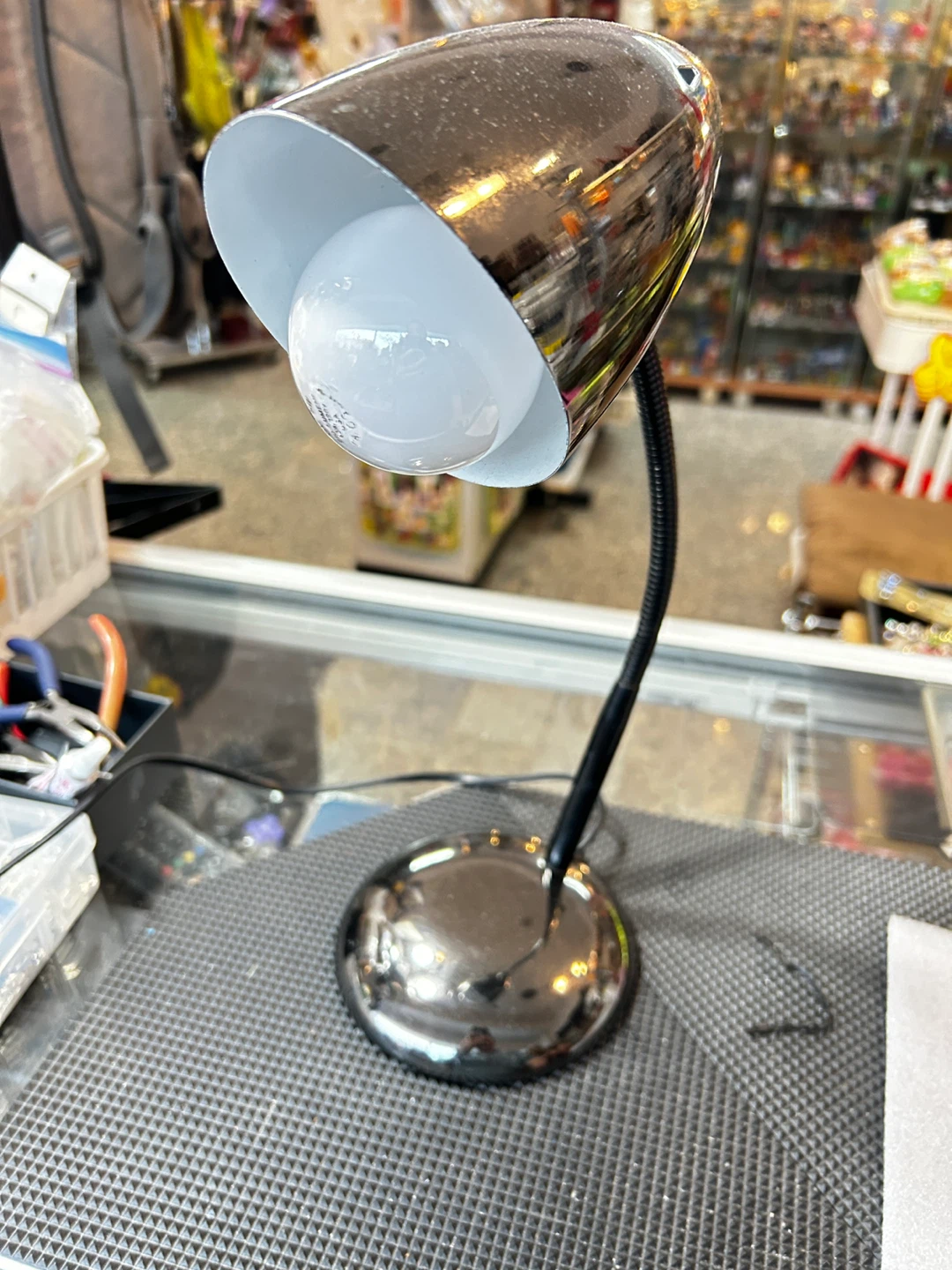 Silver Gooseneck Desk Lamp