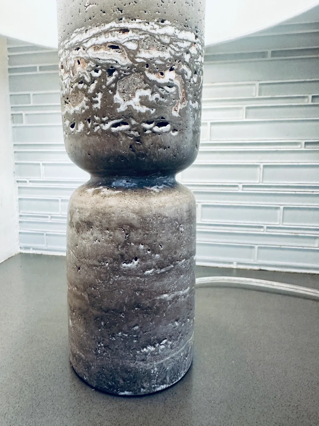 MODERN CONTEMPORARY STONE TABLE LAMP SCULPTURAL LIGHT