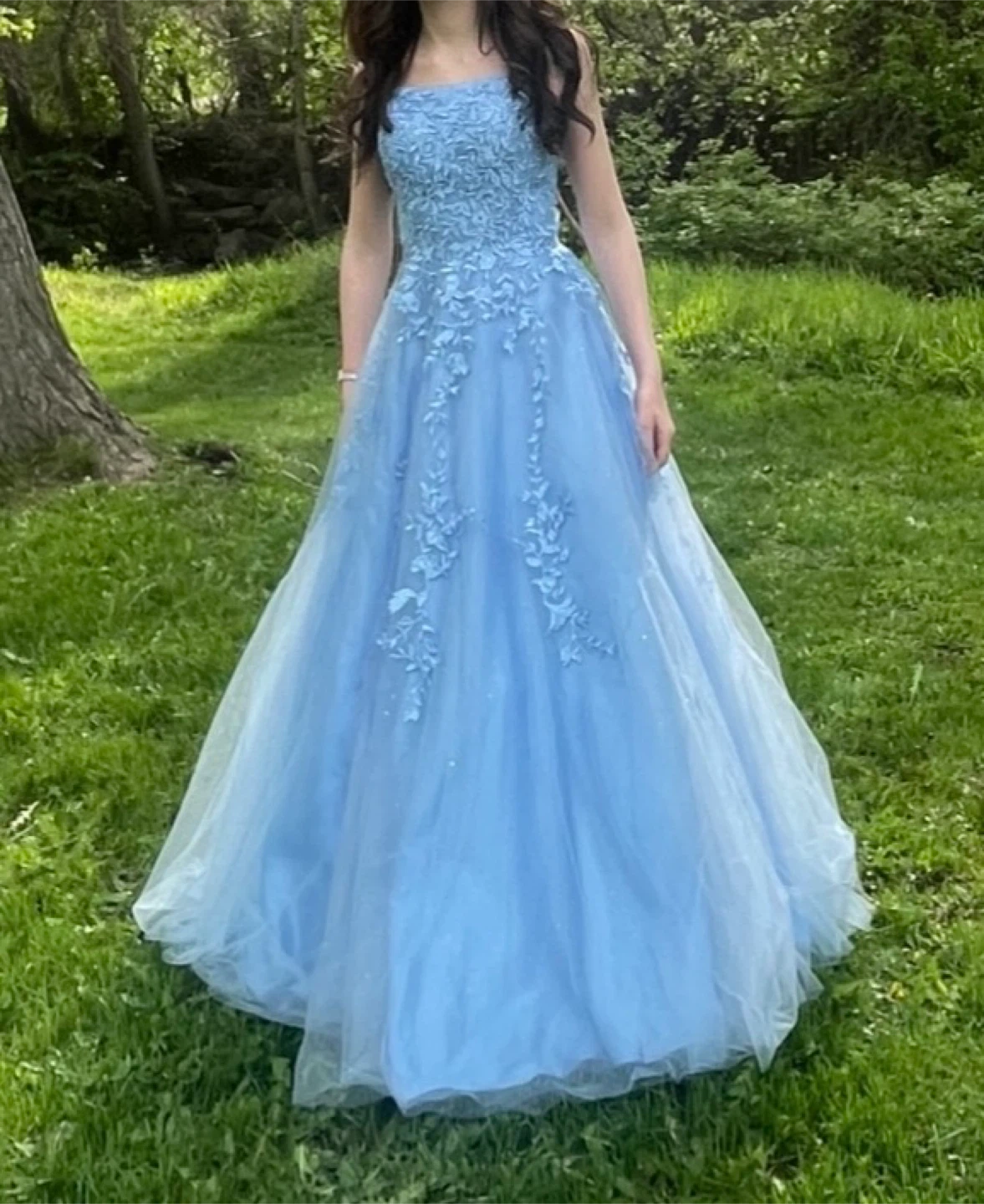 Blue Floral Formal Dress