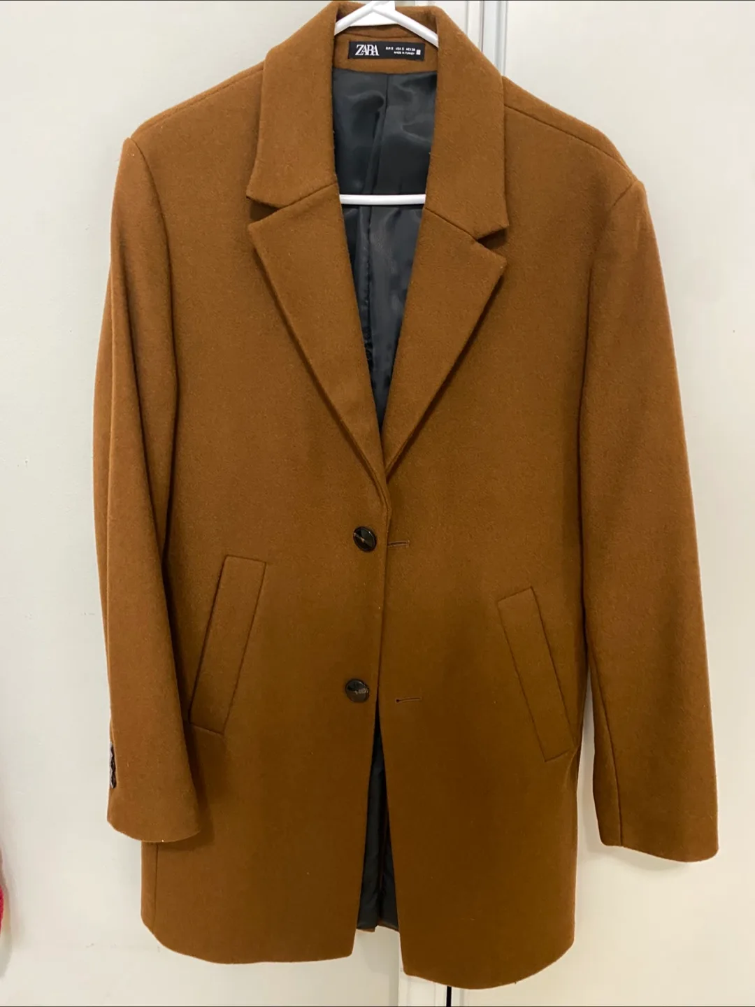 Zara Brown Wool Blend Coat - Size S