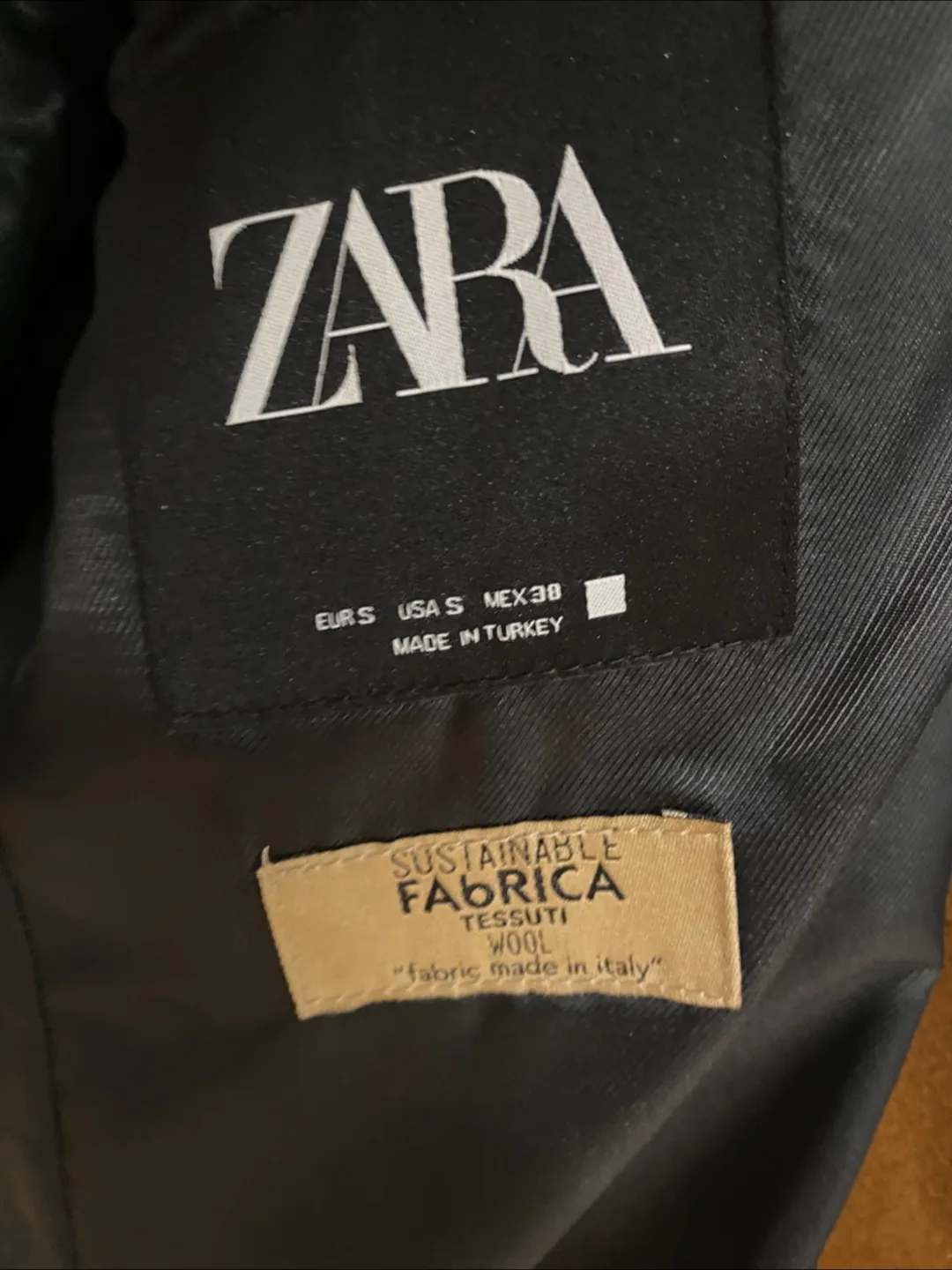 Zara Brown Wool Blend Coat - Size S image indicator(4)