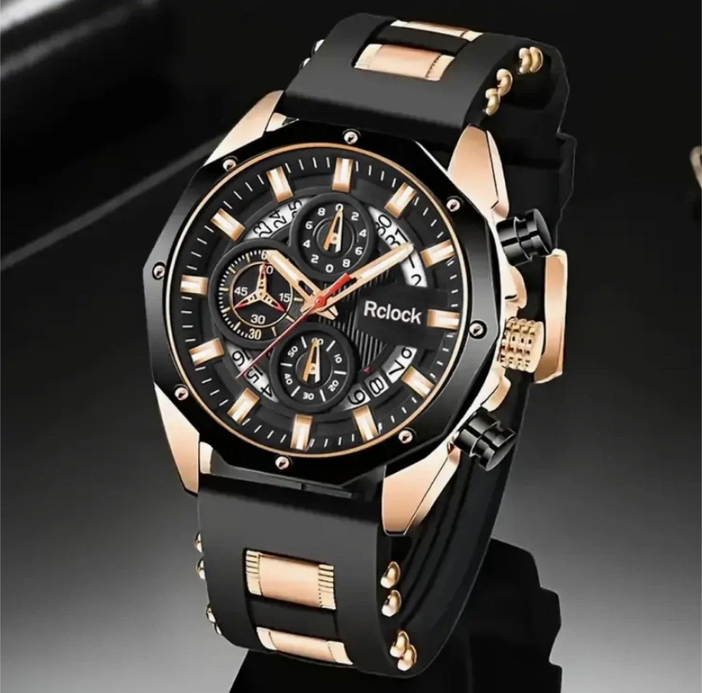 Rclock Black & Gold Men's Watch
