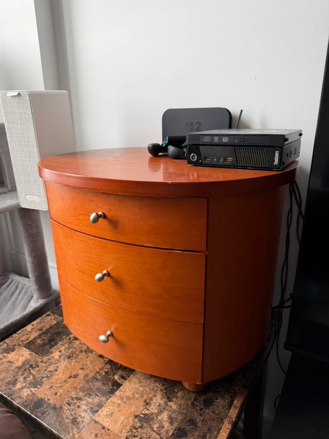 Wooden Bedside Table with Drawers - photo 2