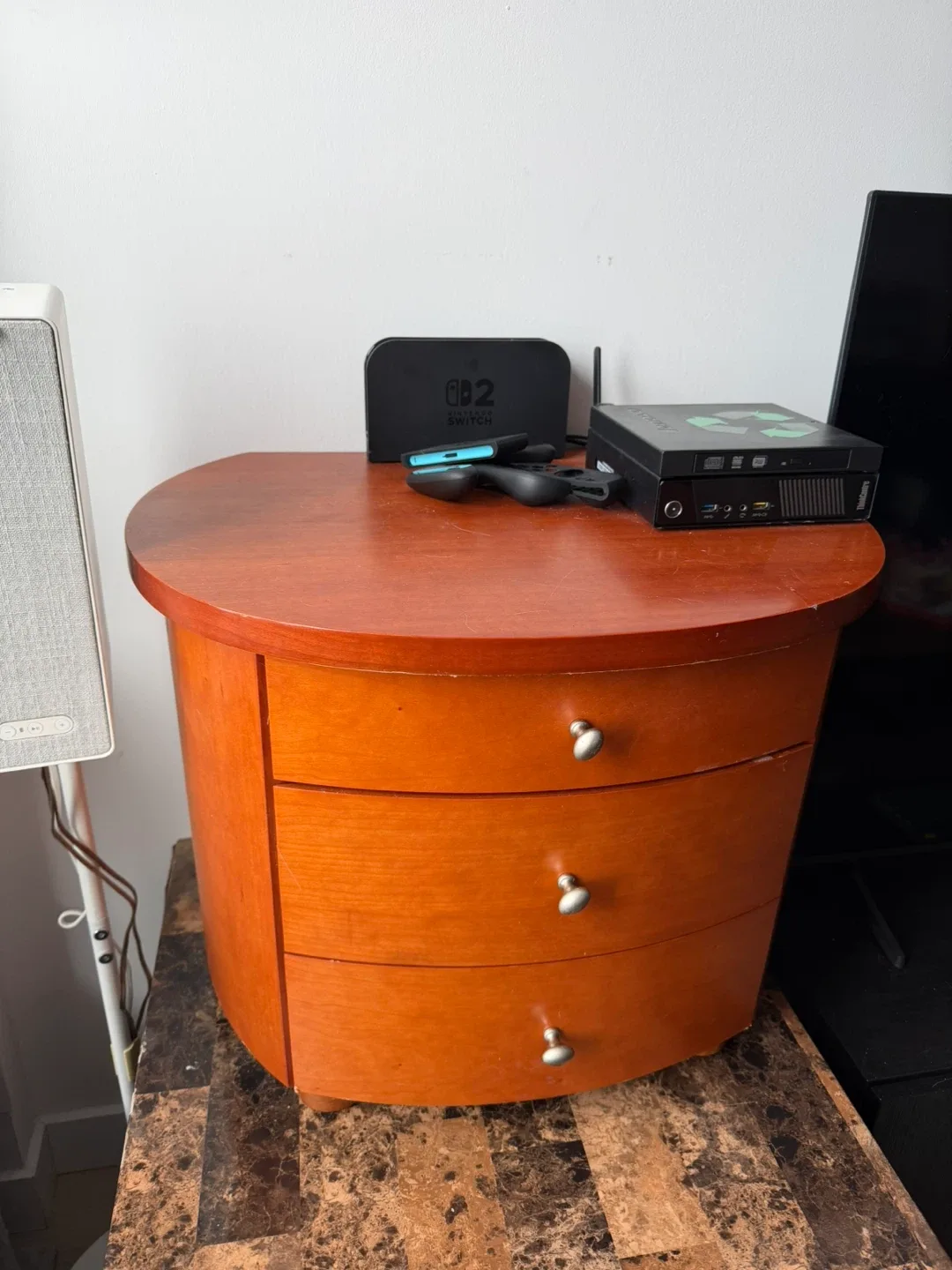 Wooden Bedside Table with Drawers