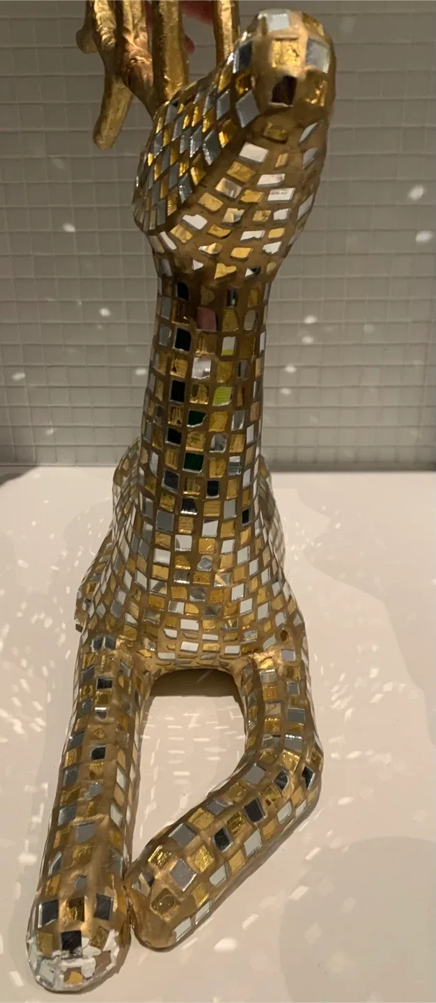 🦌🎄PLS READ! Large Gold Mirror Mosaic Deer Figurine #Cleanout image indicator(4)