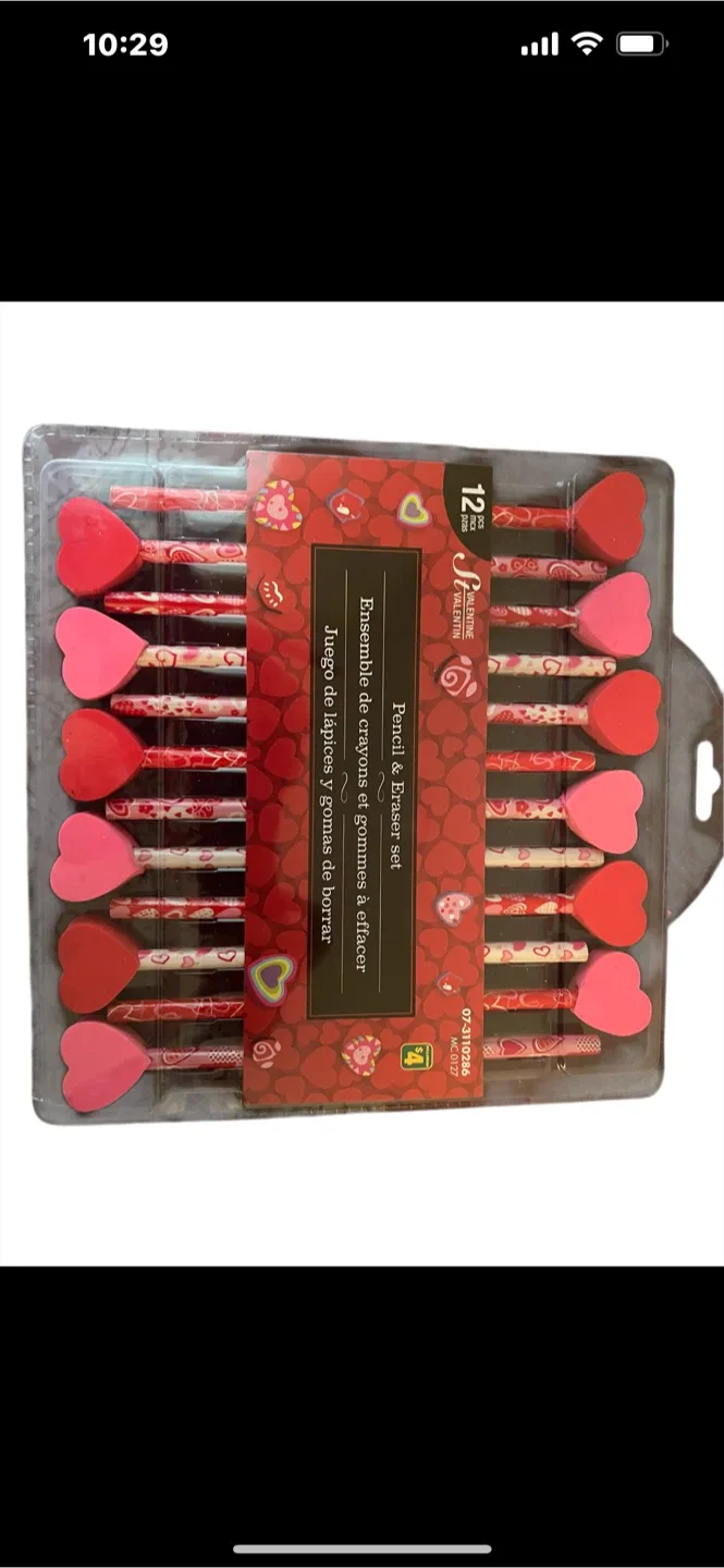 Valentine Pencil & Eraser Set - New!