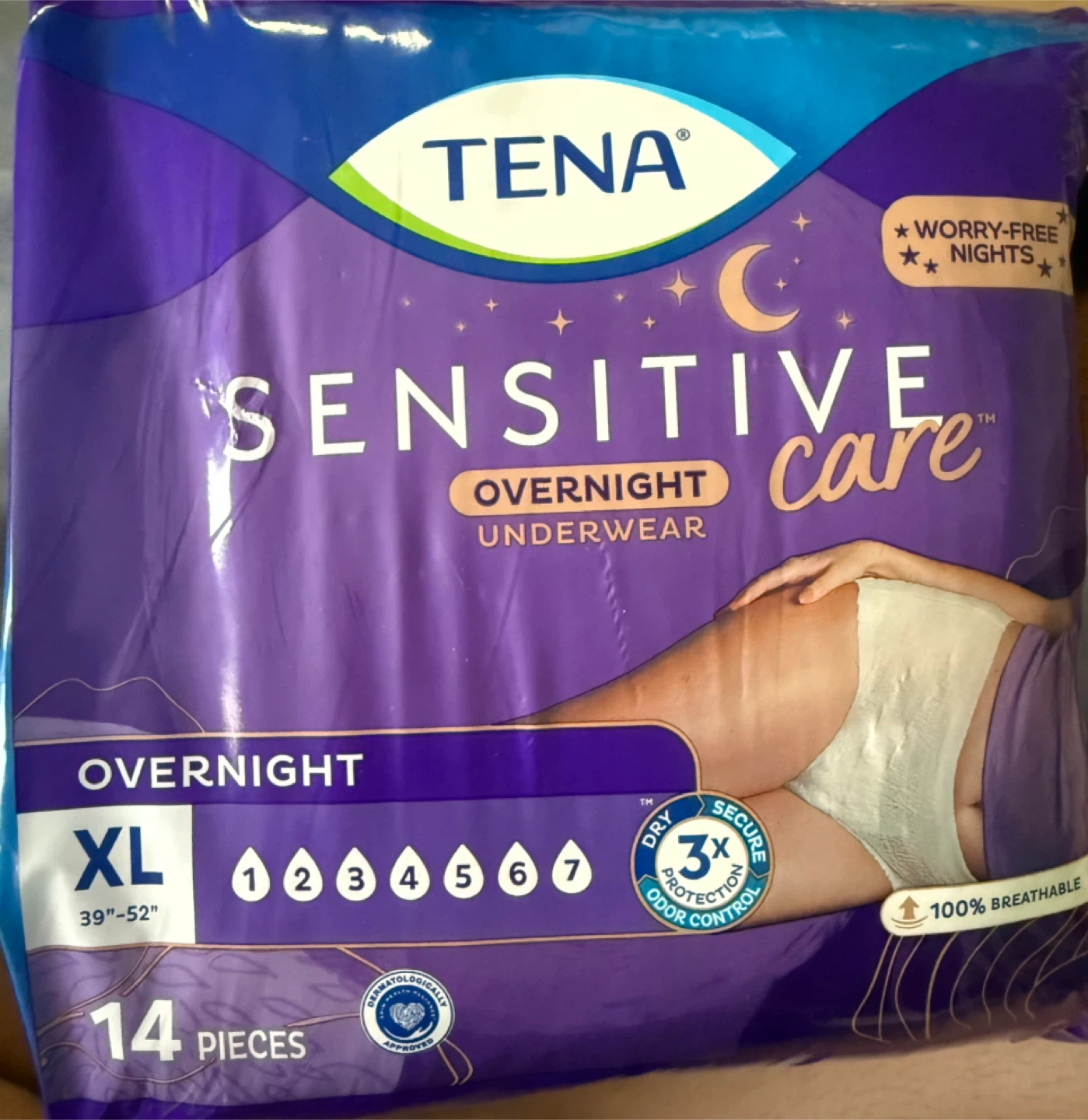 TENA Sensitive Care Overnight Underwear XL (39"-52") - photo 2