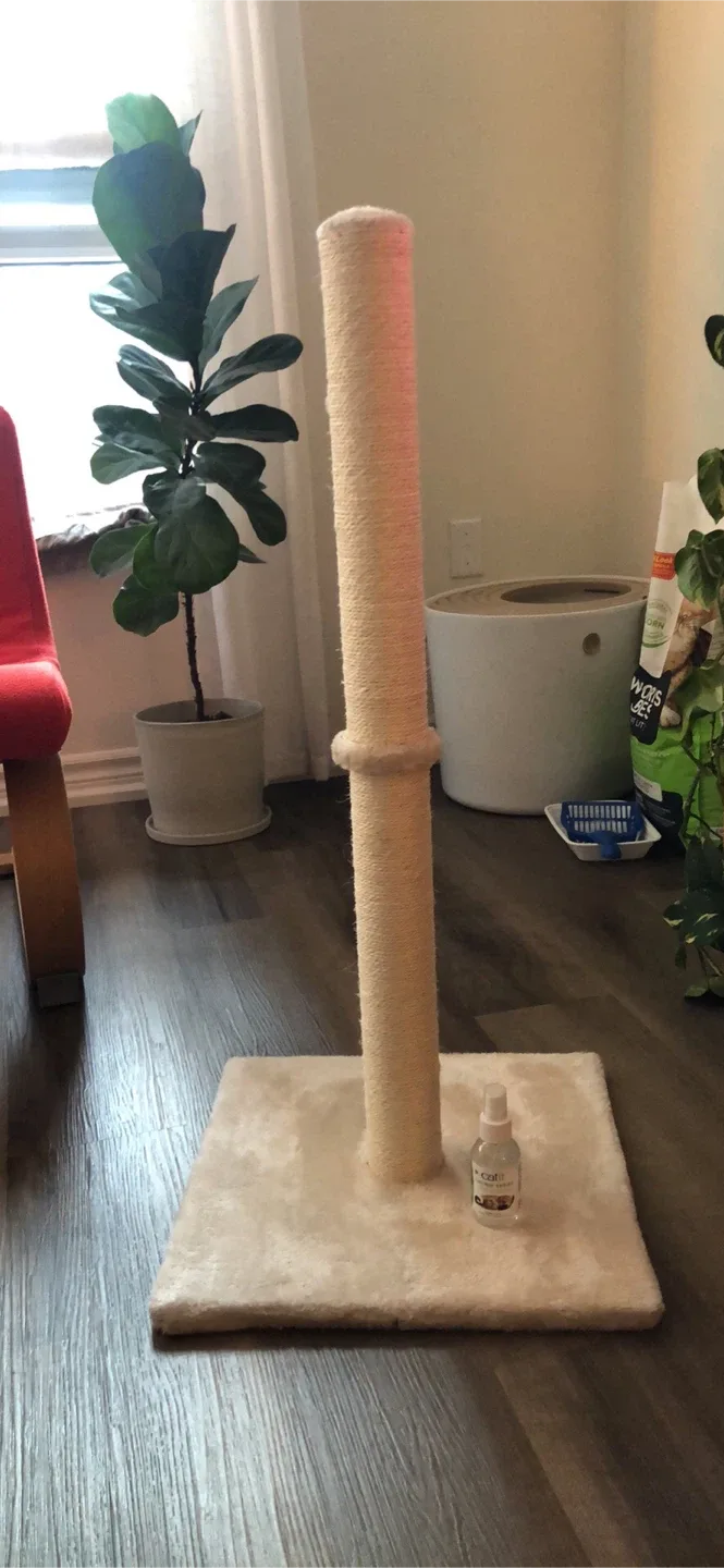 Cat scratching post and Catit Catnip Spray
