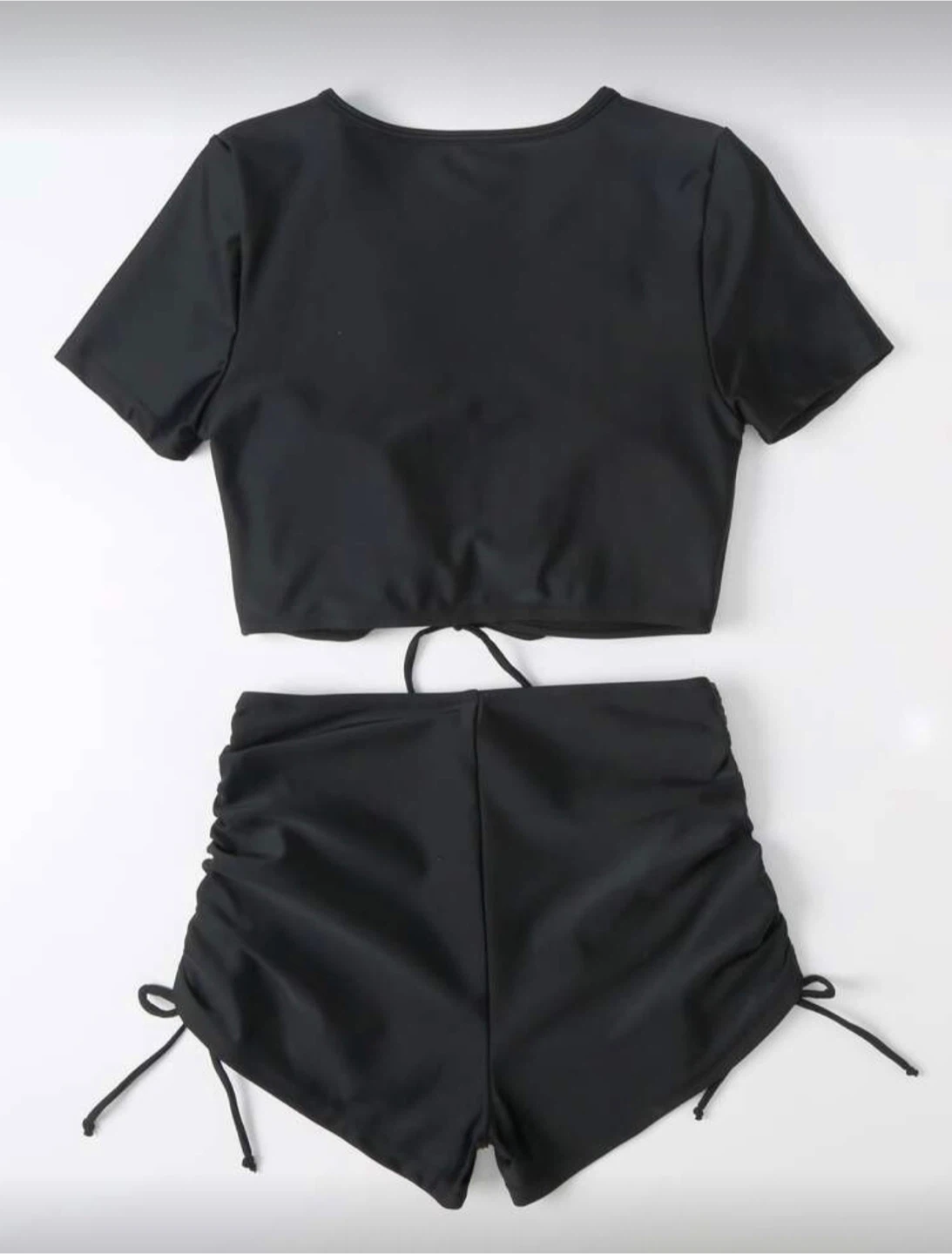 Black Ruched Drawstring Swimsuit - Size XS - photo 3