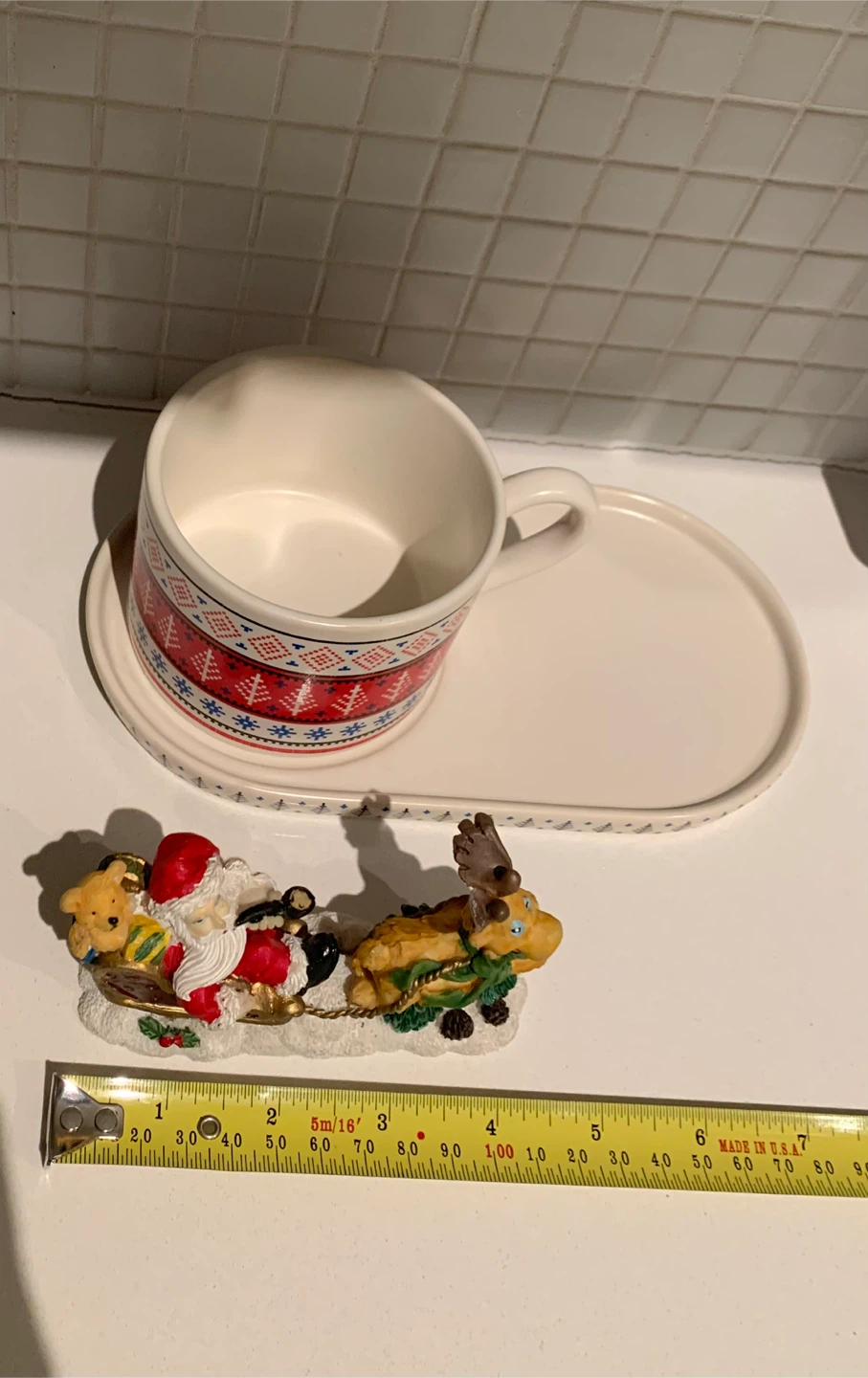 🎄”Indigo” Christmas Mug/Tray Set + Vintage Figurine #Cleanout - photo 4