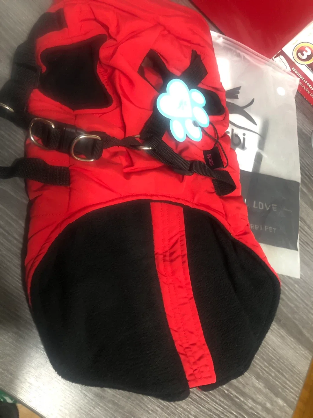 NEW-Norbi Pet Red & Black Dog Puffer Vest - Small image indicator(3)