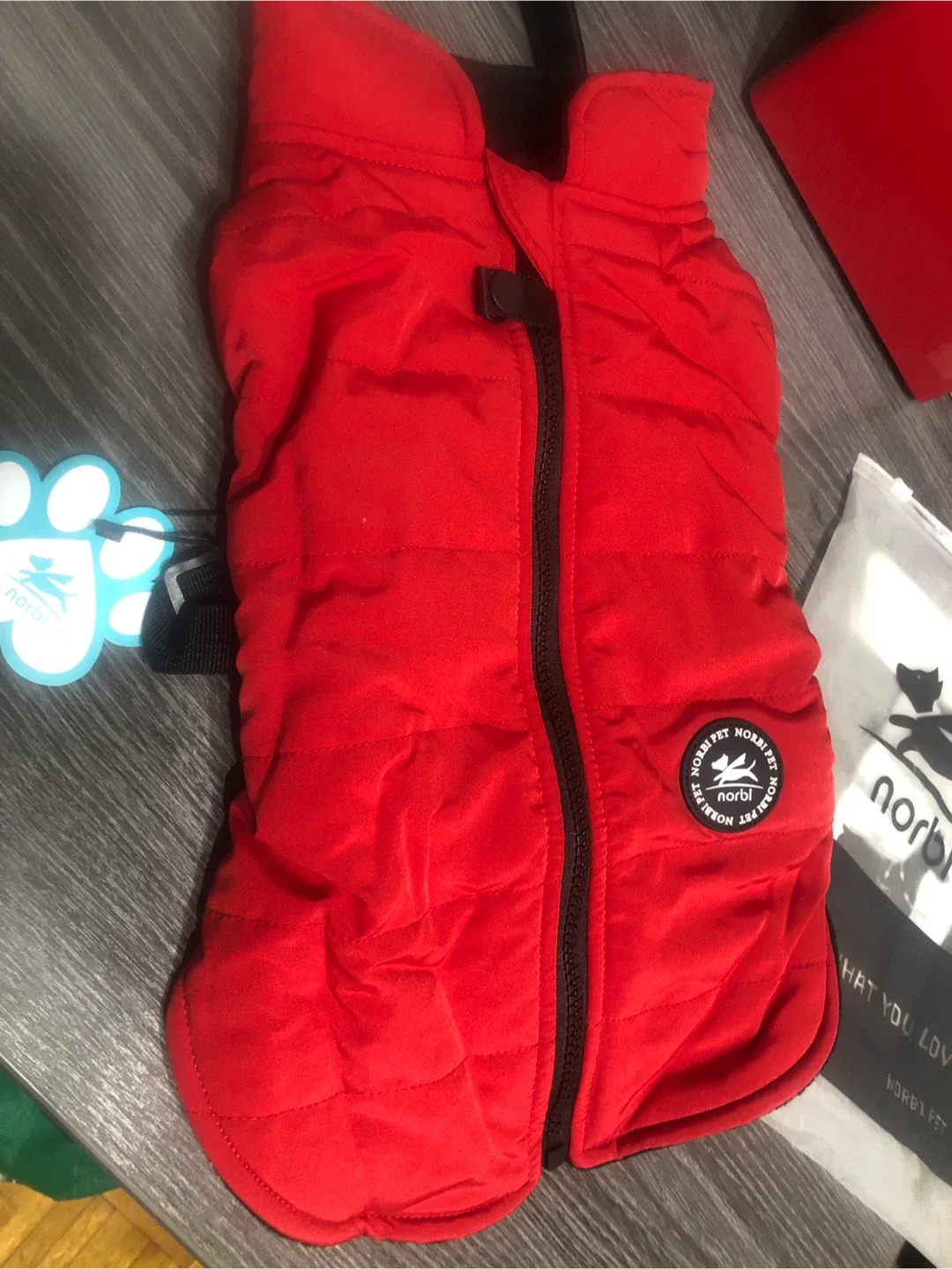 NEW-Norbi Pet Red & Black Dog Puffer Vest - Small image indicator(2)